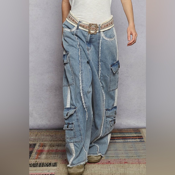 #112 POL Blue Wide Leg Jeans - Picture 1 of 5